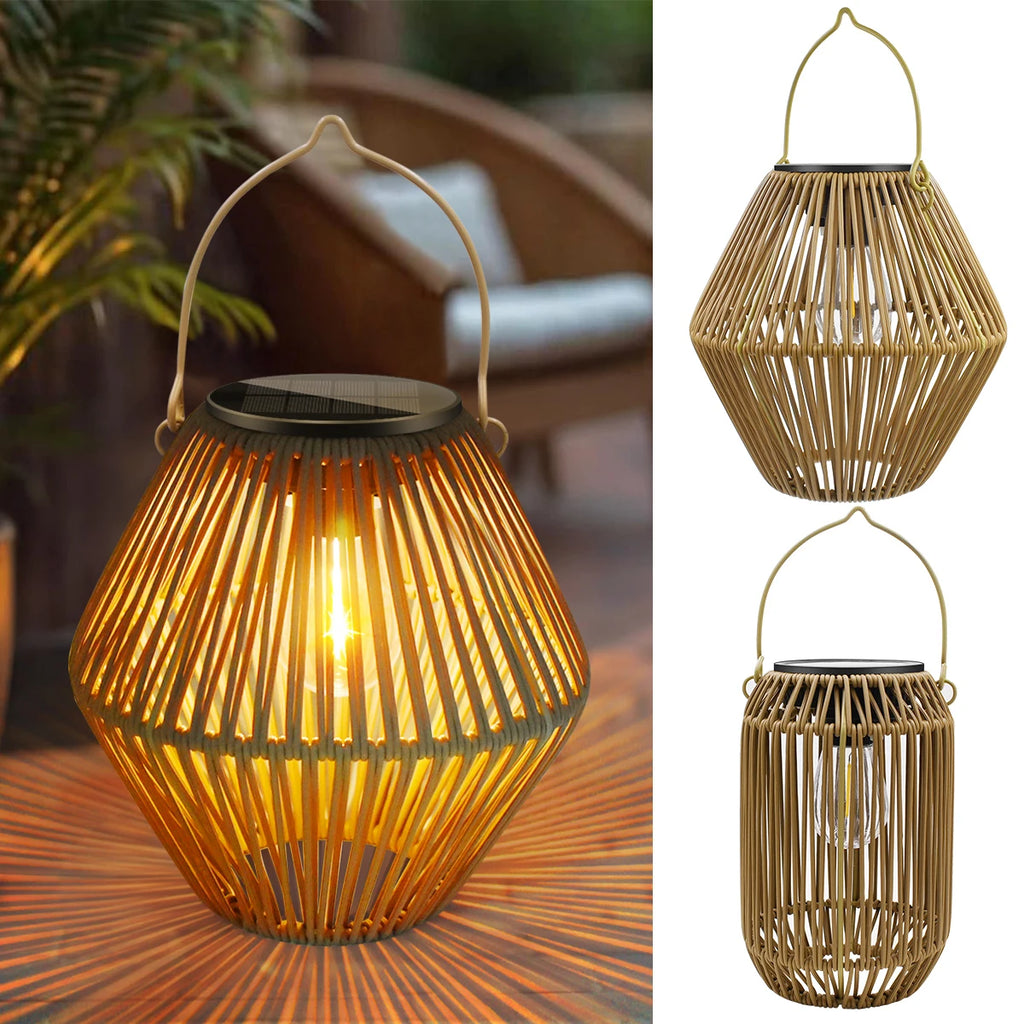 Outdoor Solar Rattan Lanterns Waterproof Hanging - view 1