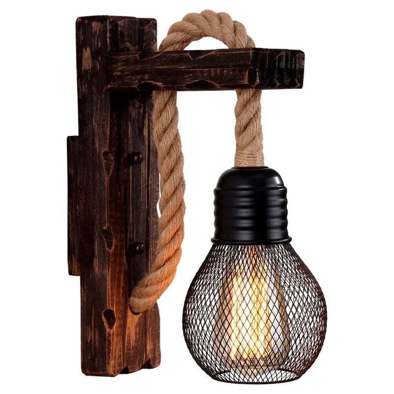 Industrial Wall Sconce Vintage Metal Wood - view 8