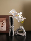 Ceramic Vase Black White Striped Knot - view 1
