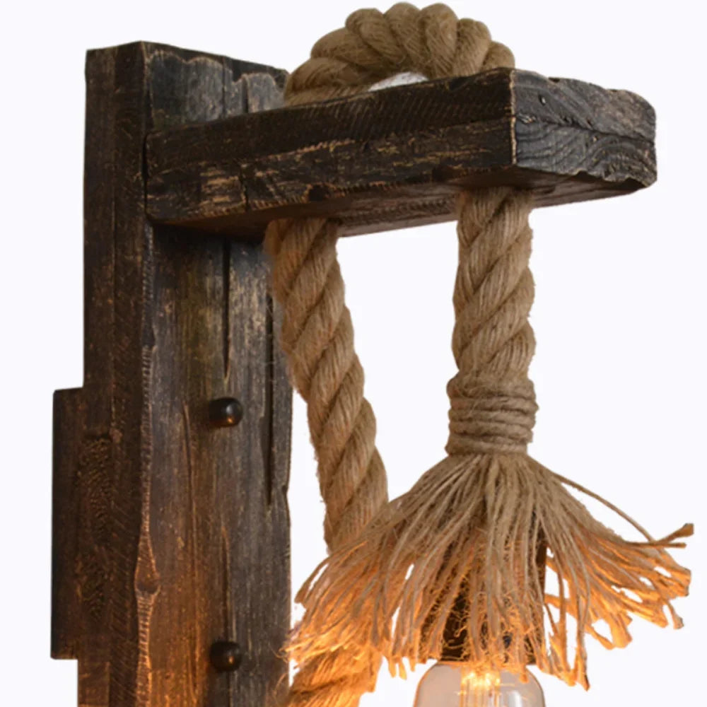 Industrial Wall Sconce Vintage Metal Wood - view 4