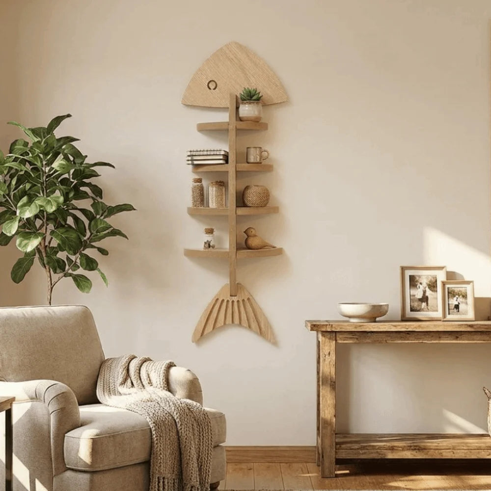 Vintage Wooden Wall Mounted Shelf Multi-layer - view 5