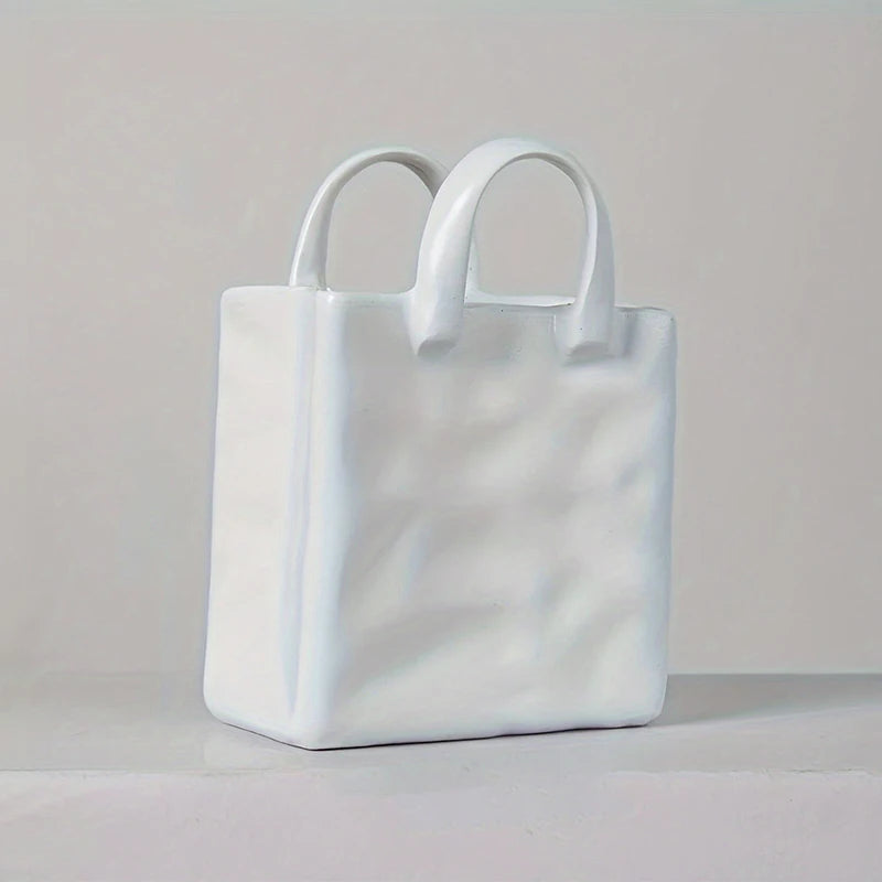 Handbag Shape Vase Modern Decorative White - view 7