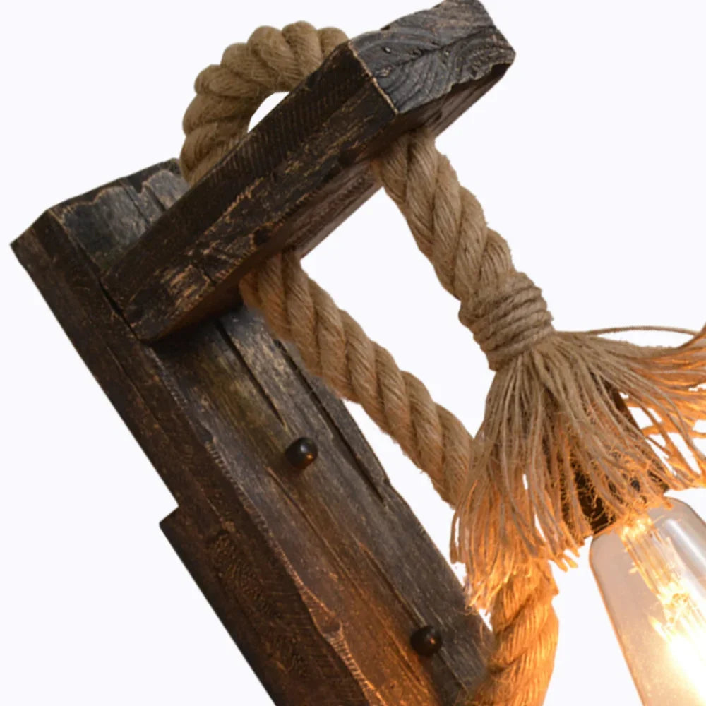 Industrial Wall Sconce Vintage Metal Wood - view 2