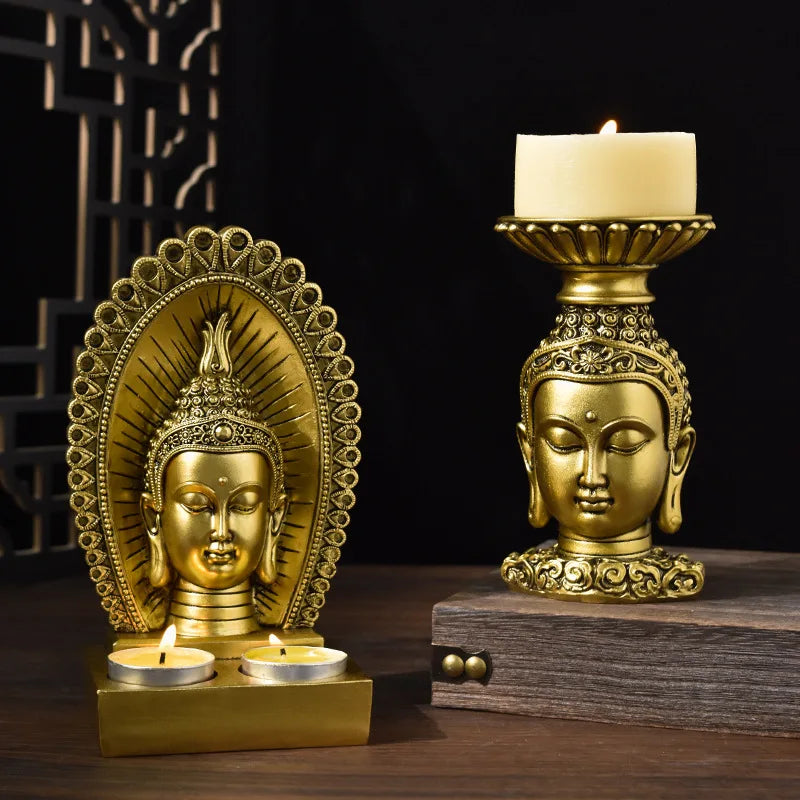 Candle Holder Buda Candlestick Resin Fengshui - view 7