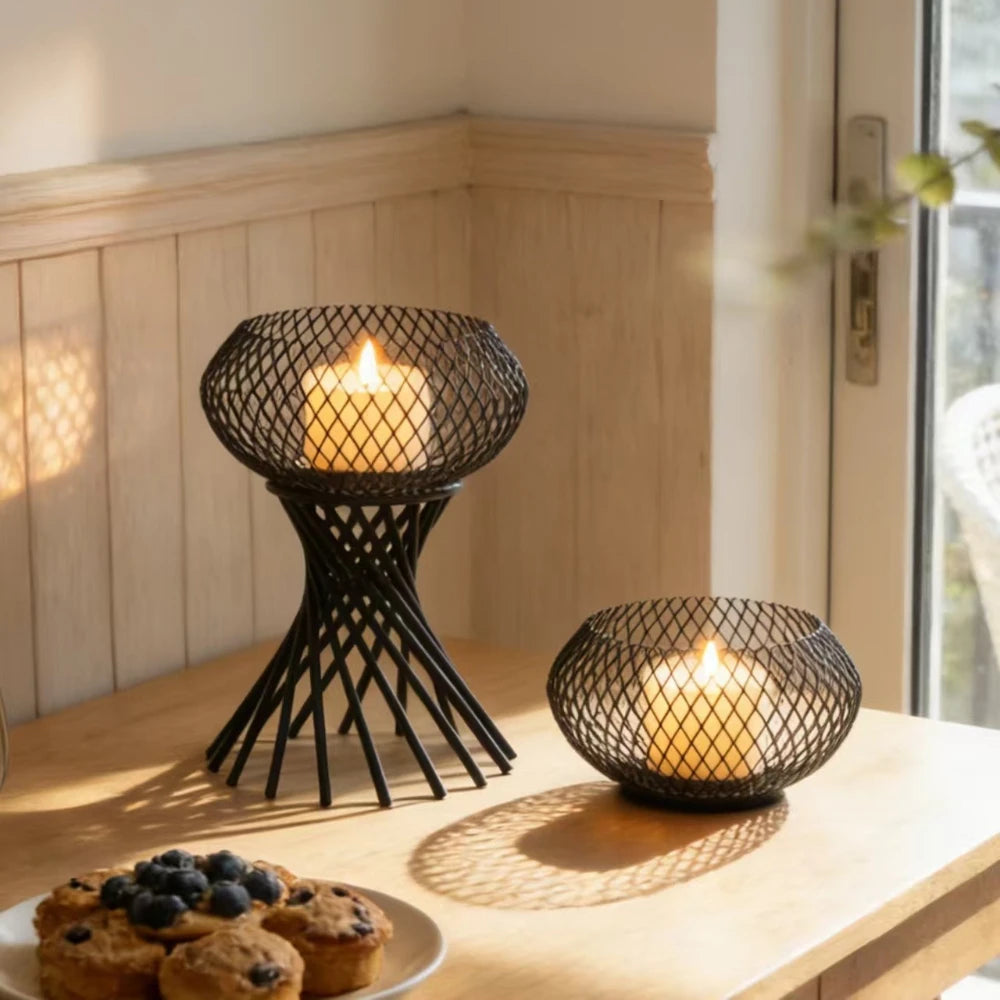 Minimalist Lantern Holder Metal Candle Hollow - view 5