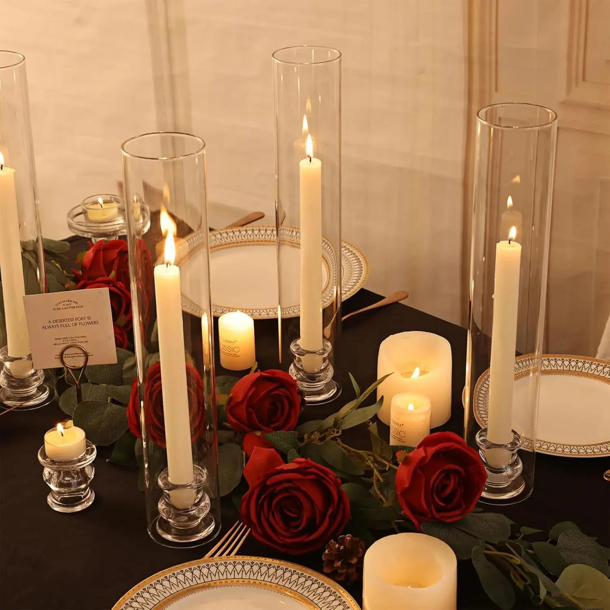 1 2 Transparent Hurricane Glass Candle - view 2