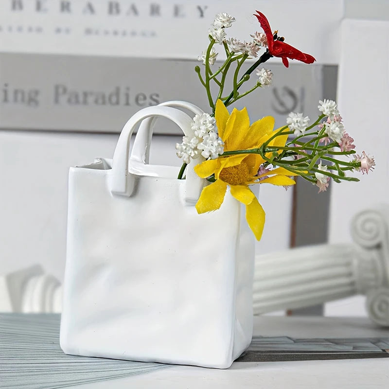 Handbag Shape Vase Modern Decorative White - view 4
