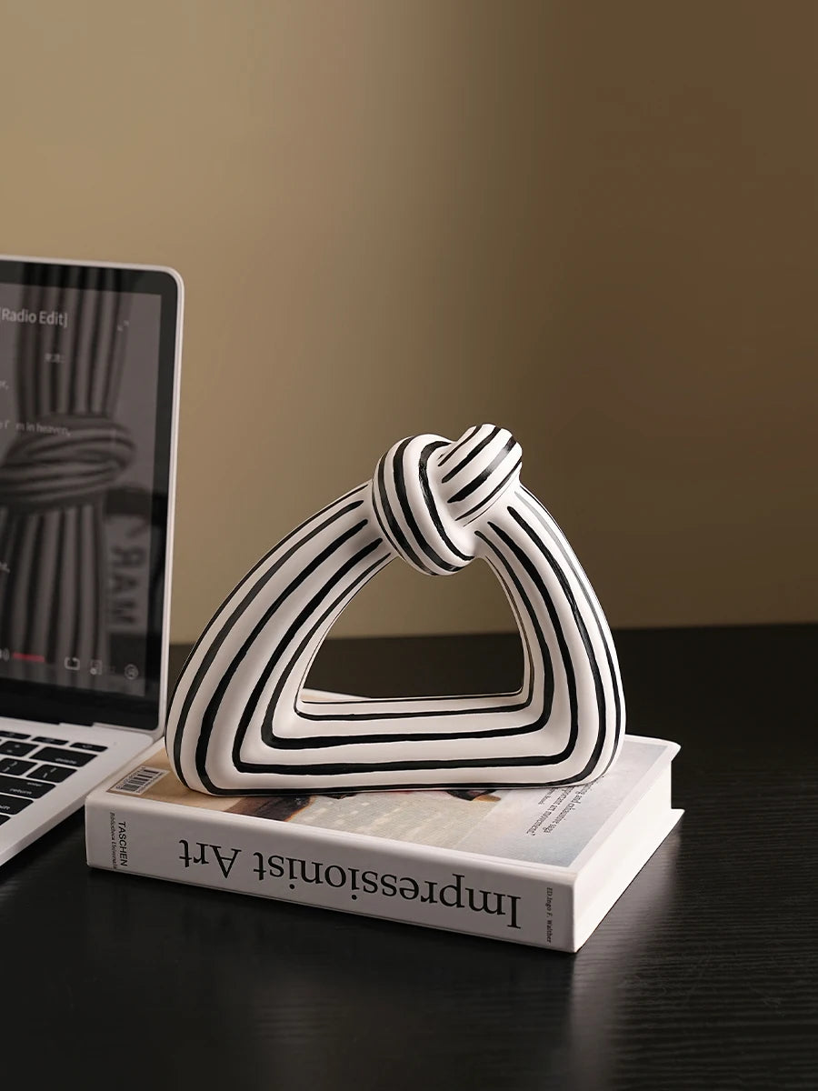 Ceramic Vase Black White Striped Knot - view 3