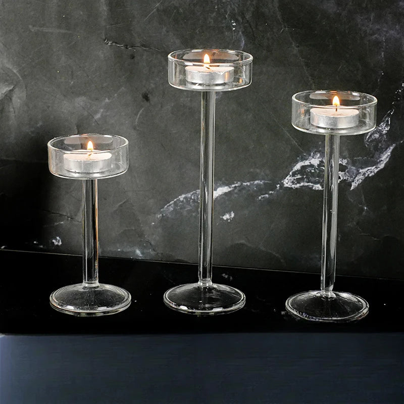 Crystal Glass Candle Holder High-Legged Minimalist - view 4