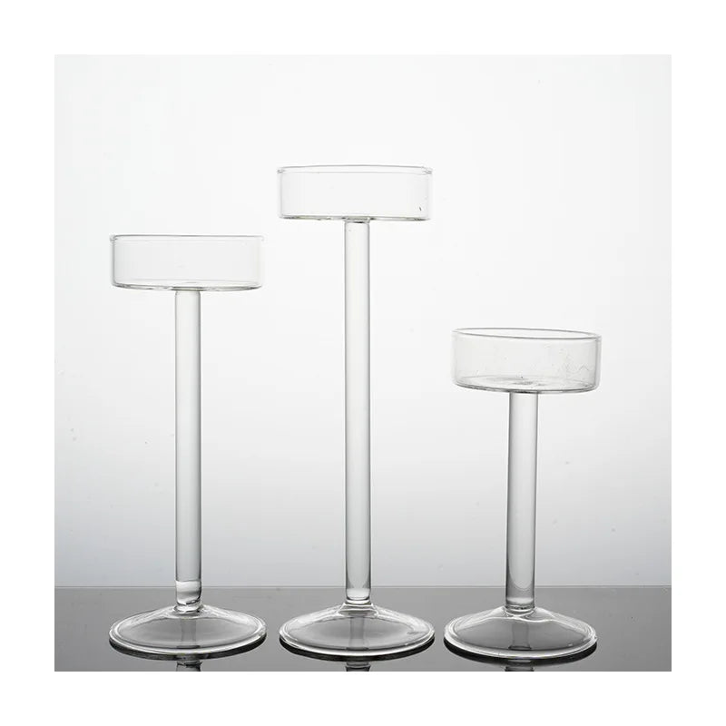 Crystal Glass Candle Holder High-Legged Minimalist - view 1