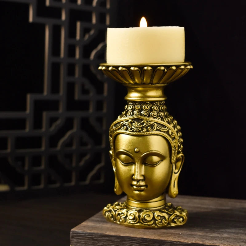 Candle Holder Buda Candlestick Resin Fengshui - view 2