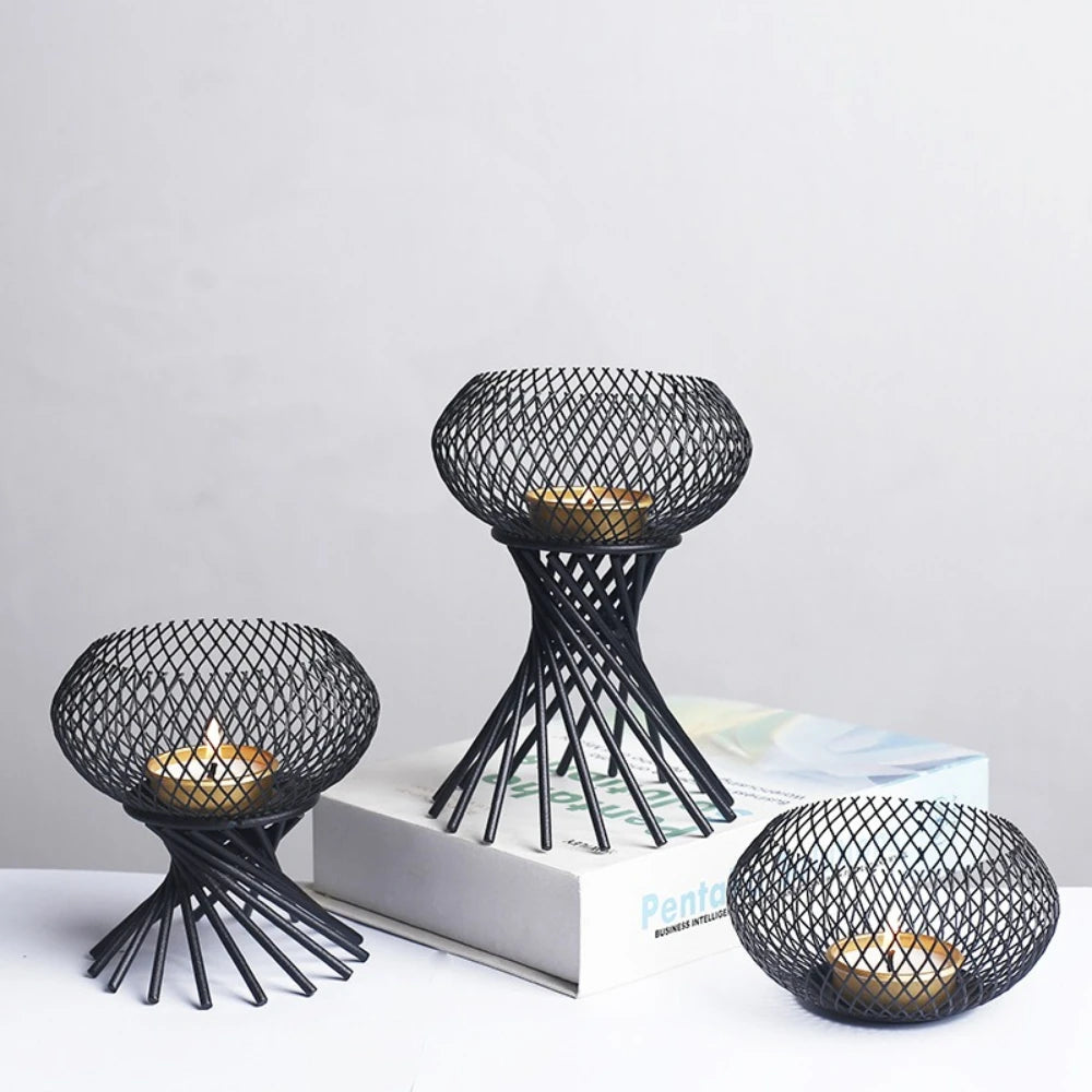 Minimalist Lantern Holder Metal Candle Hollow - view 4