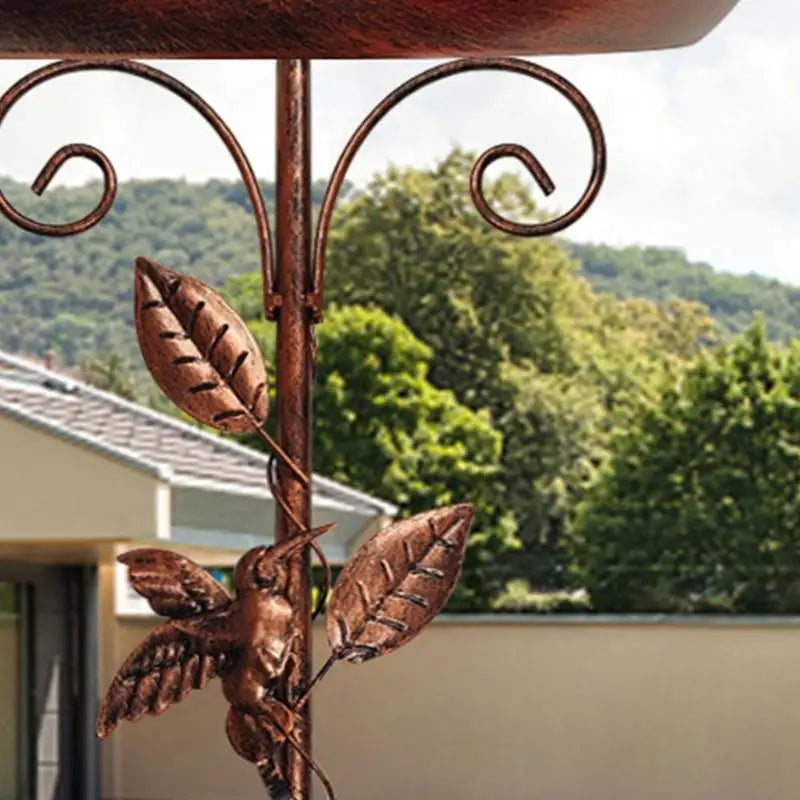 Antique Iron Bird Bath Water - view 2