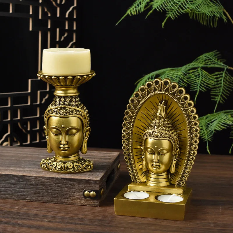 Candle Holder Buda Candlestick Resin Fengshui - view 6