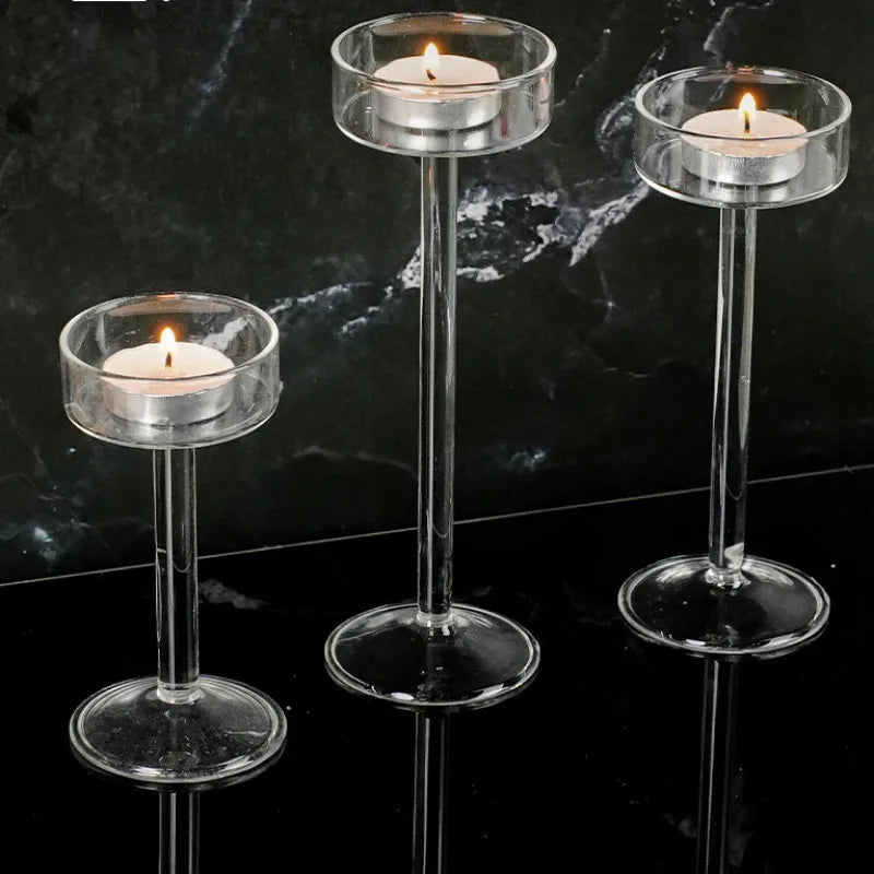 Crystal Glass Candle Holder High-Legged Minimalist - view 3