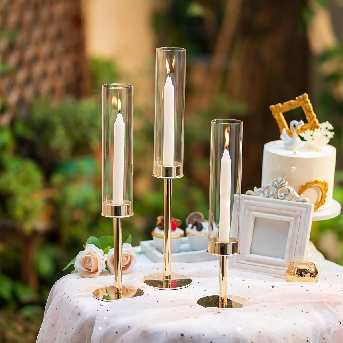 3-Pack Gold Silver Hurricane Candle Holders - view 2