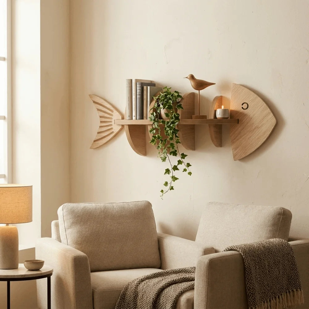 Vintage Wooden Wall Mounted Shelf Multi-layer - view 1