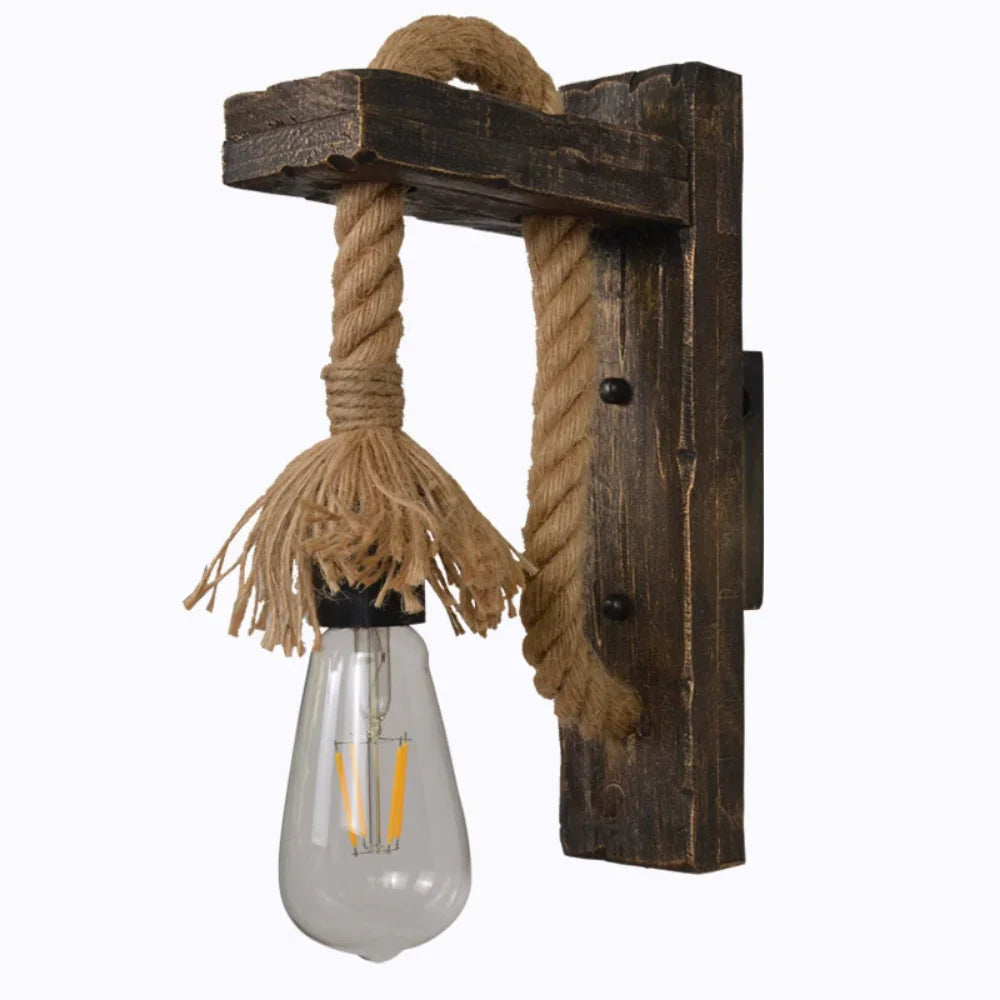 Industrial Wall Sconce Vintage Metal Wood - view 3