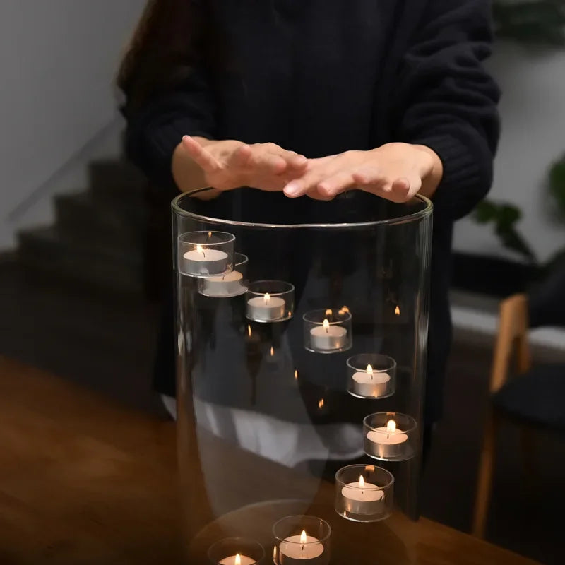 Glass Cylinder Hurricane Candle Holder - view 3
