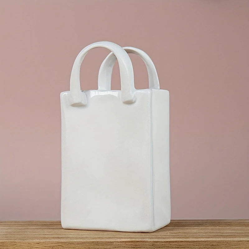 Handbag Shape Vase Modern Decorative White - view 6