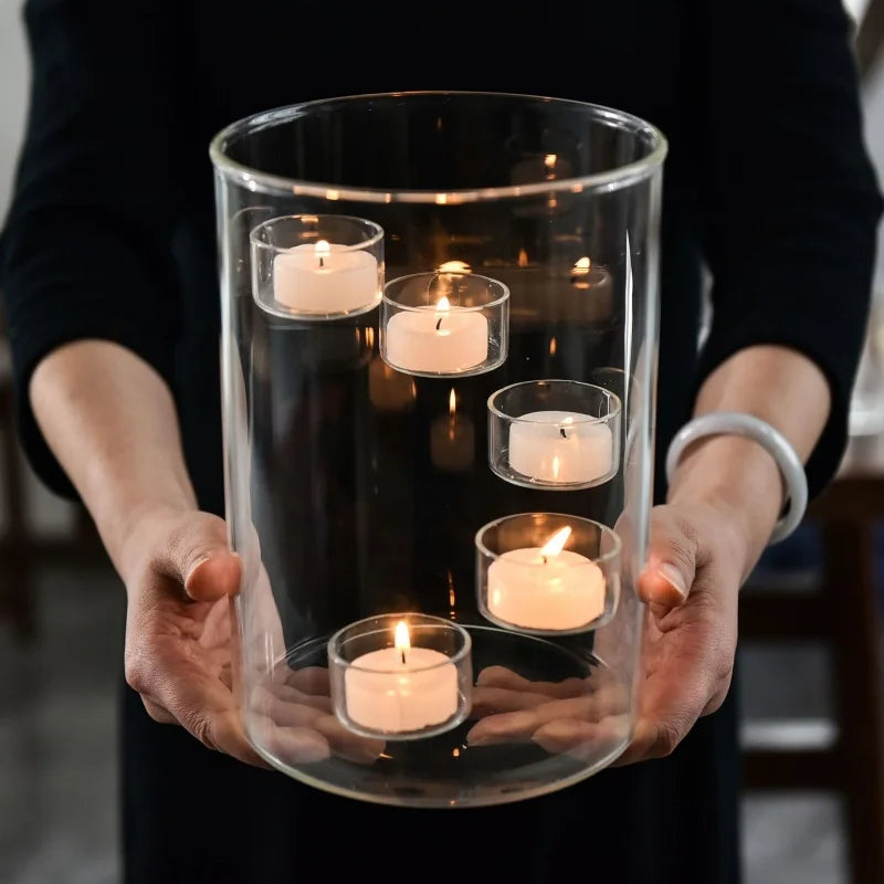 Glass Cylinder Hurricane Candle Holder - view 1