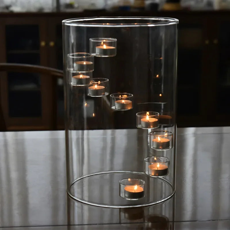 Glass Cylinder Hurricane Candle Holder - view 2