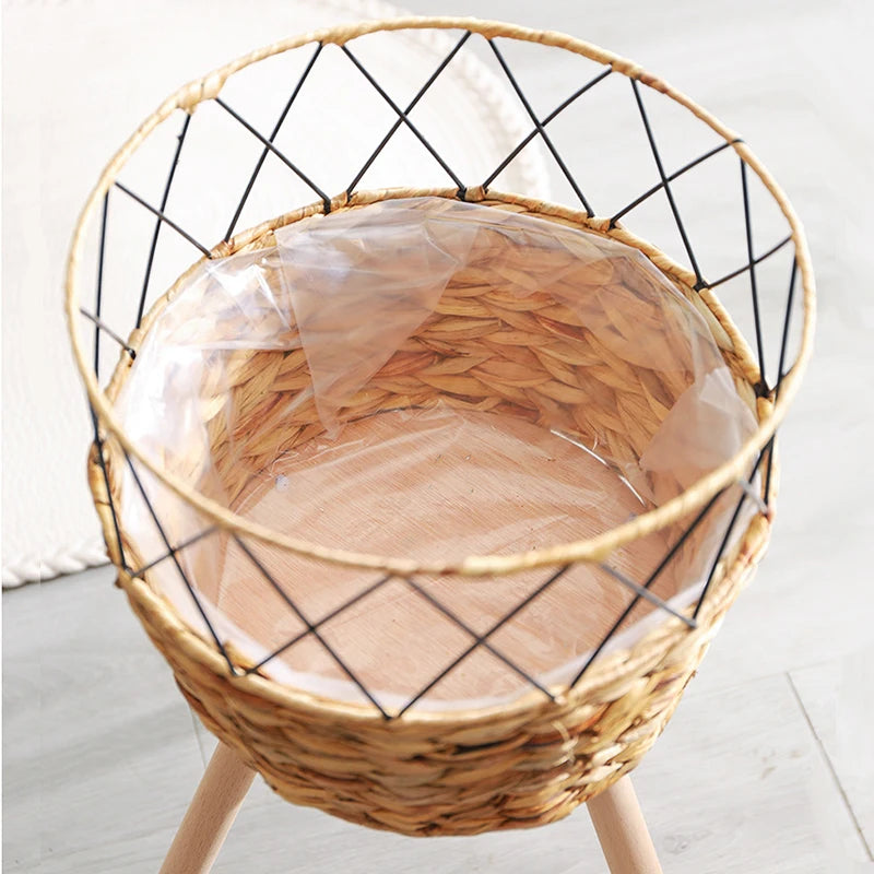 Living Floor-Standing Tall Plant Stand Rattan-Woven - view 5