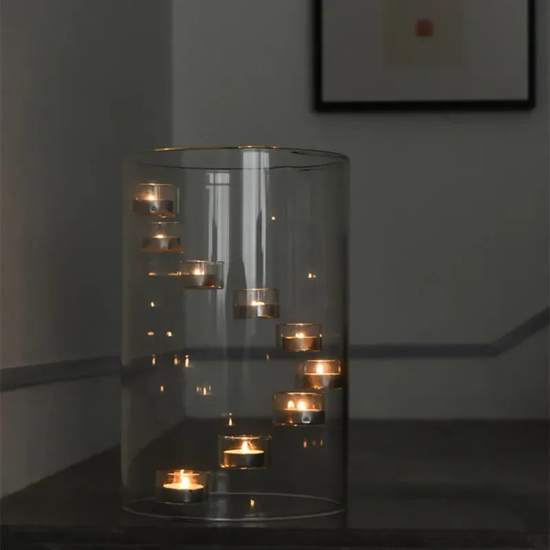Glass Cylinder Hurricane Candle Holder - view 4