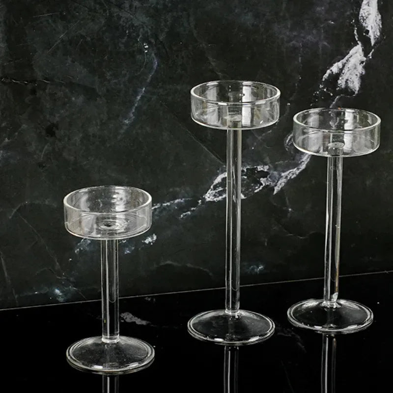 Crystal Glass Candle Holder High-Legged Minimalist - view 6
