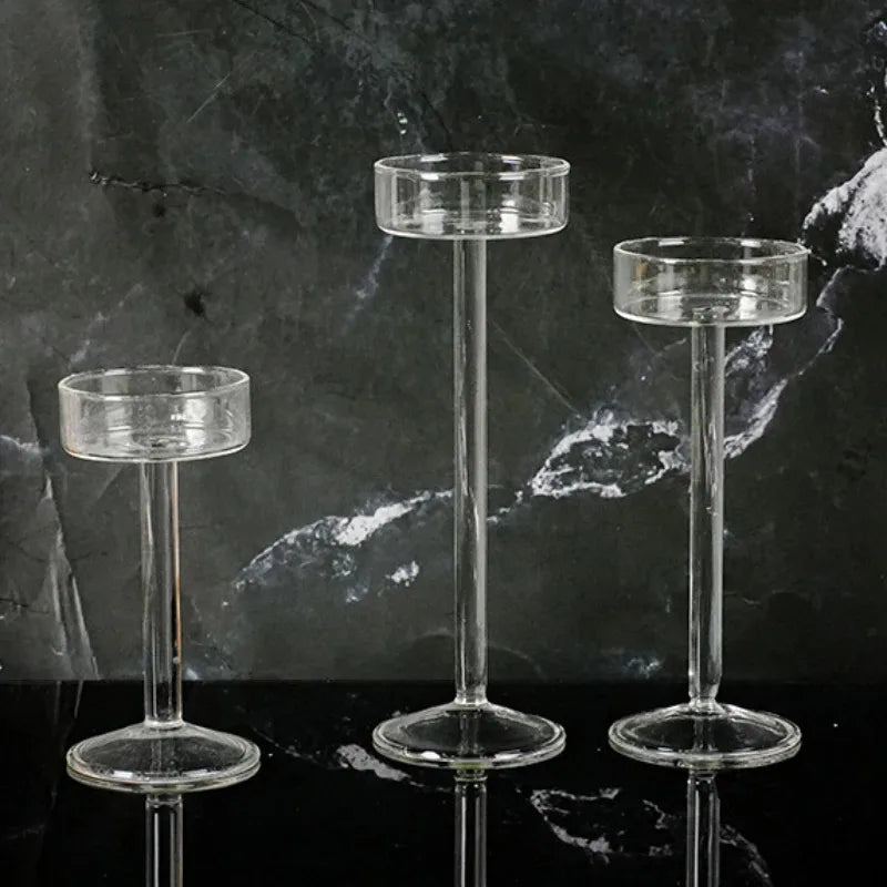 Crystal Glass Candle Holder High-Legged Minimalist - view 5